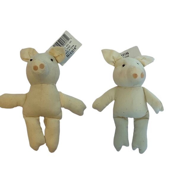 Nicole Stuffed Piggy Pig Plush Stuffed Animal Toy Lot of 2 NWT 5" - Picture 1 of 3